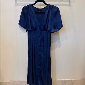 Banana Republic Navy V-Neck Button-Front Midi Dress
